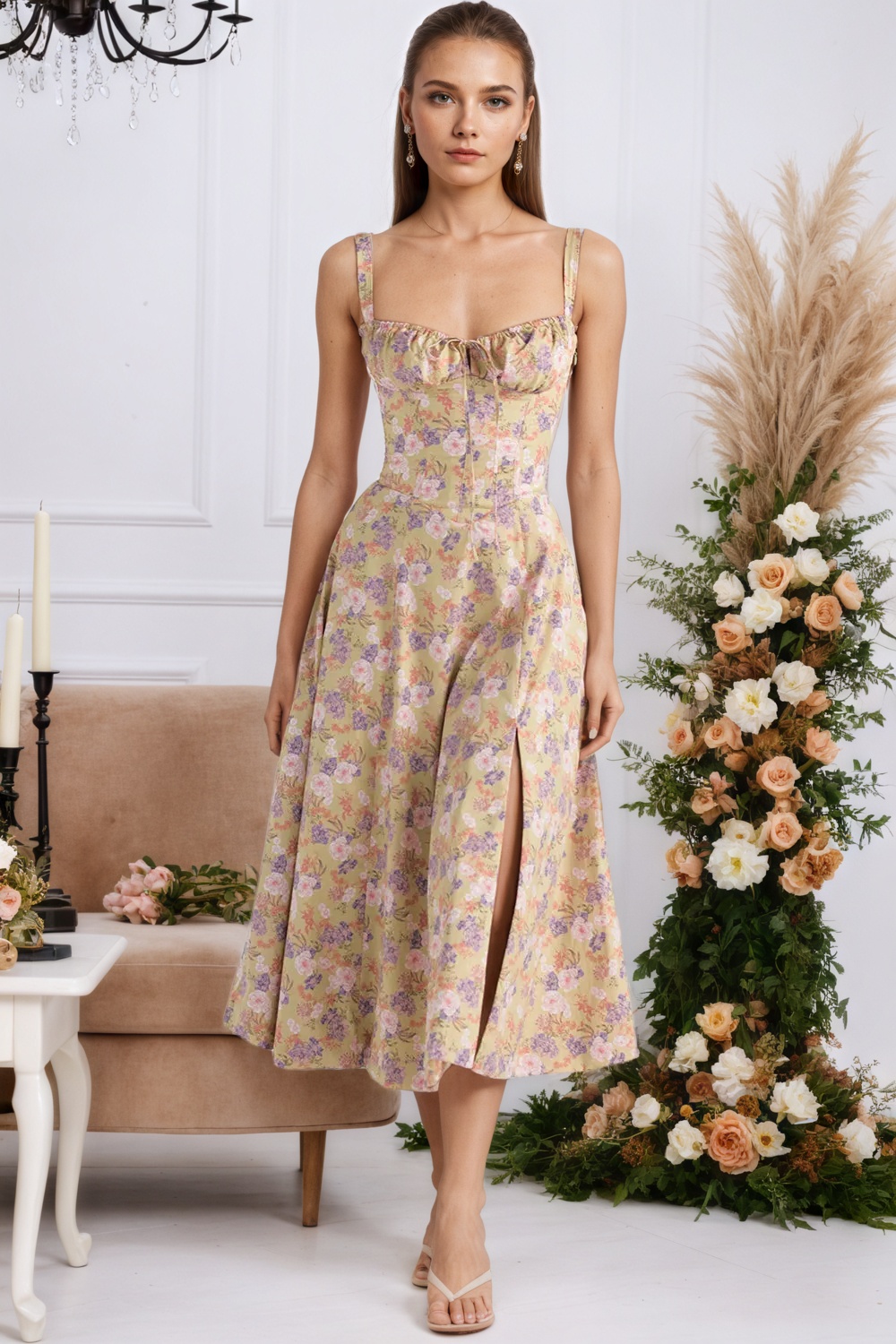 Floral Corset Style Waist Dress