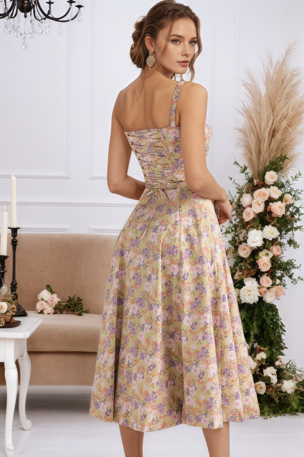 Floral Corset Style Waist Dress