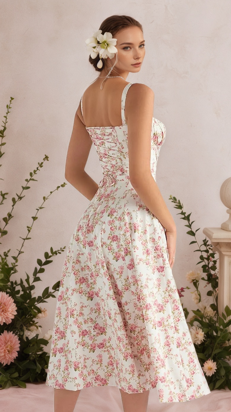 Floral Corset Style Waist Dress