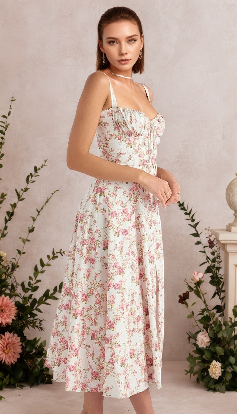 Floral Corset Style Waist Dress