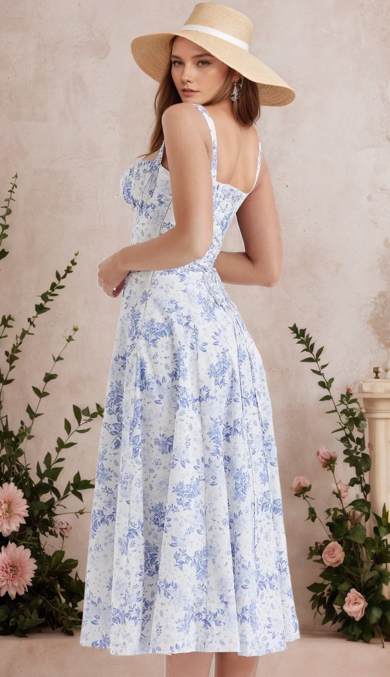 Floral Corset Style Waist Dress