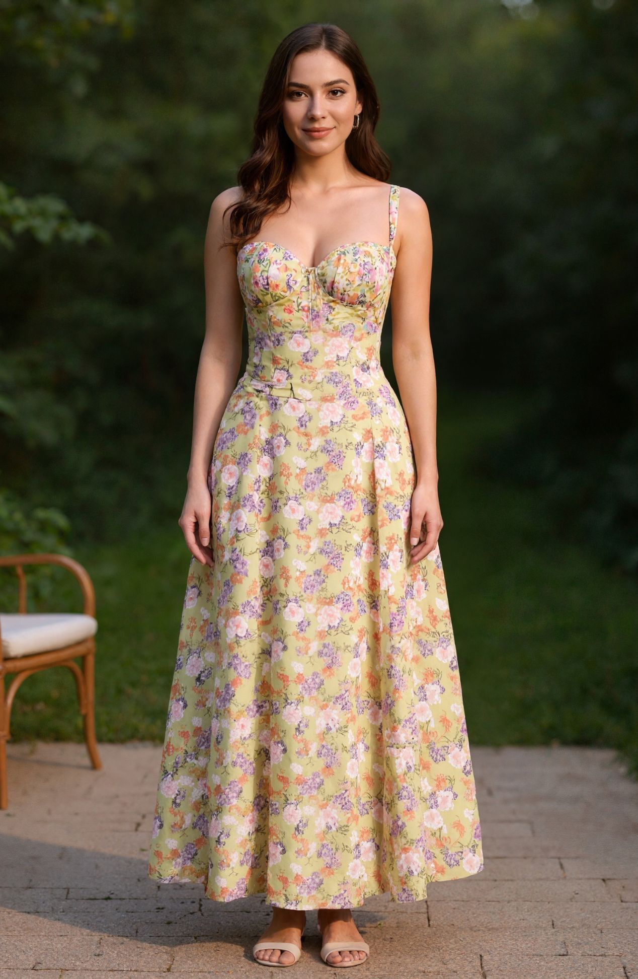 Floral Corset Style Waist Dress