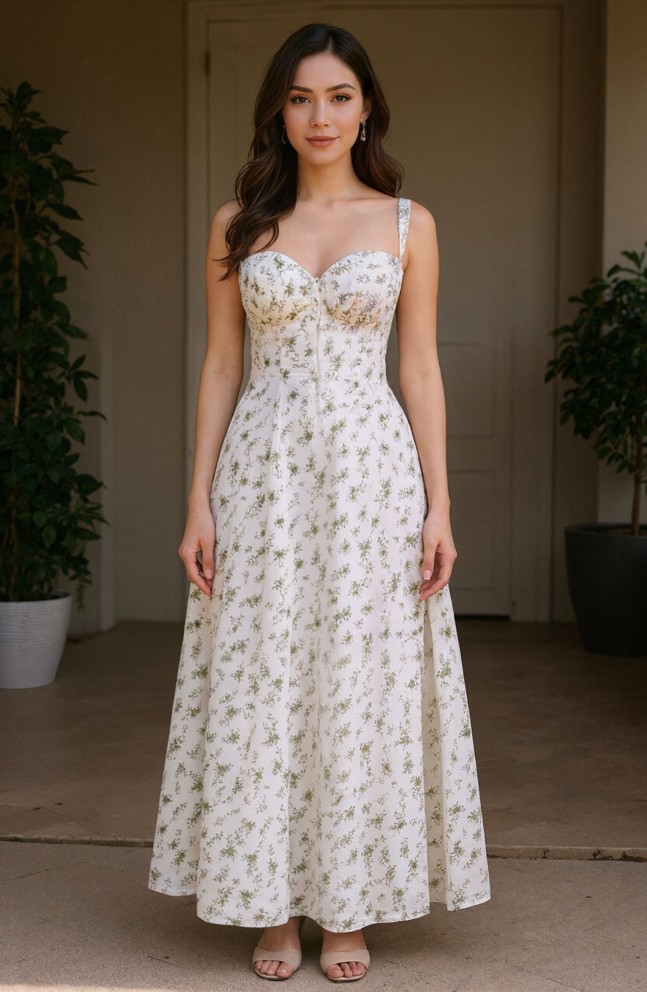 Floral Corset Style Waist Dress