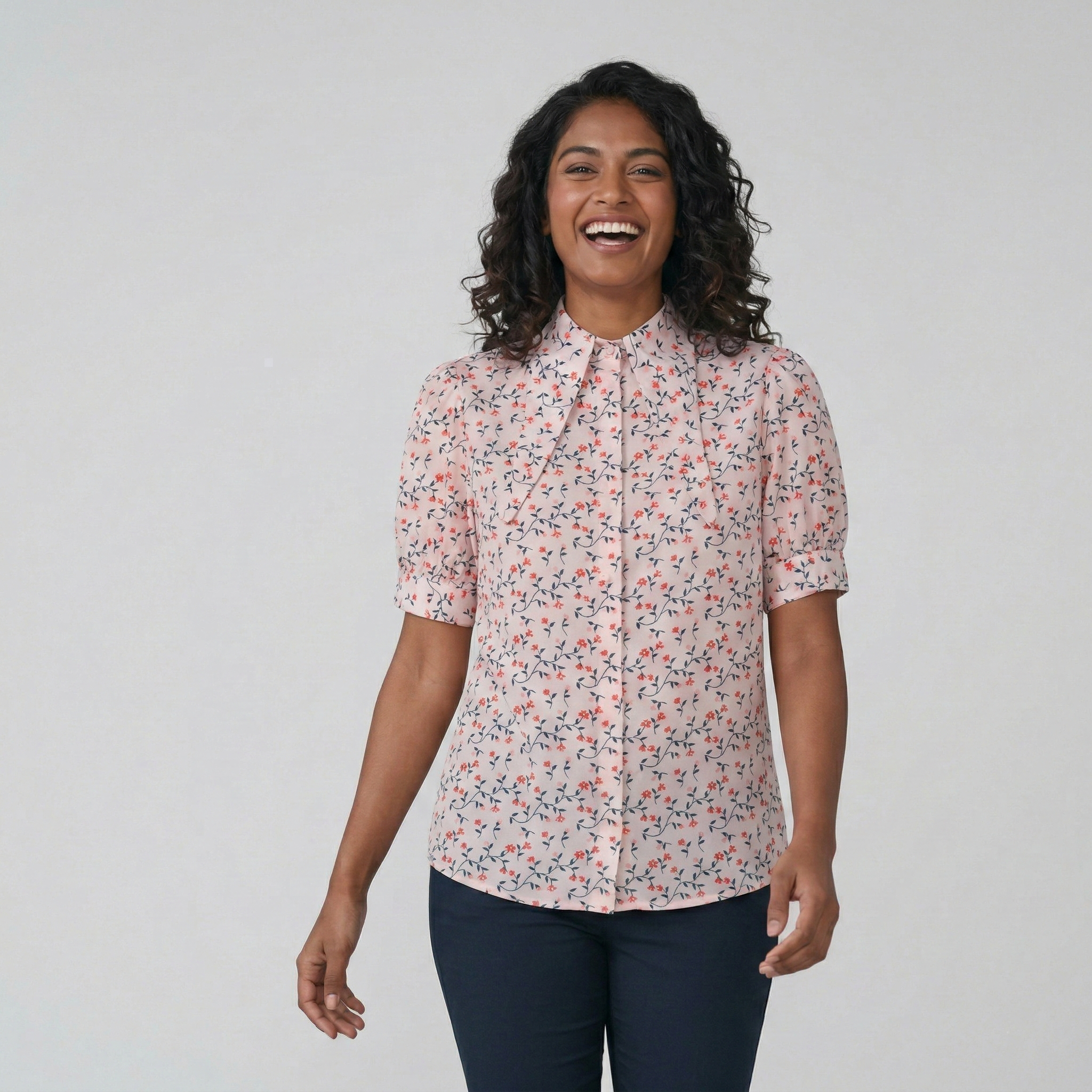 Floral Print Short Sleeve Casual Top For Women