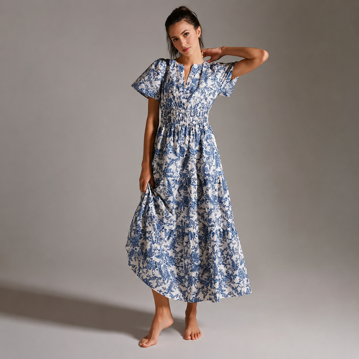 Floral Tiered Maxi Dress For Women