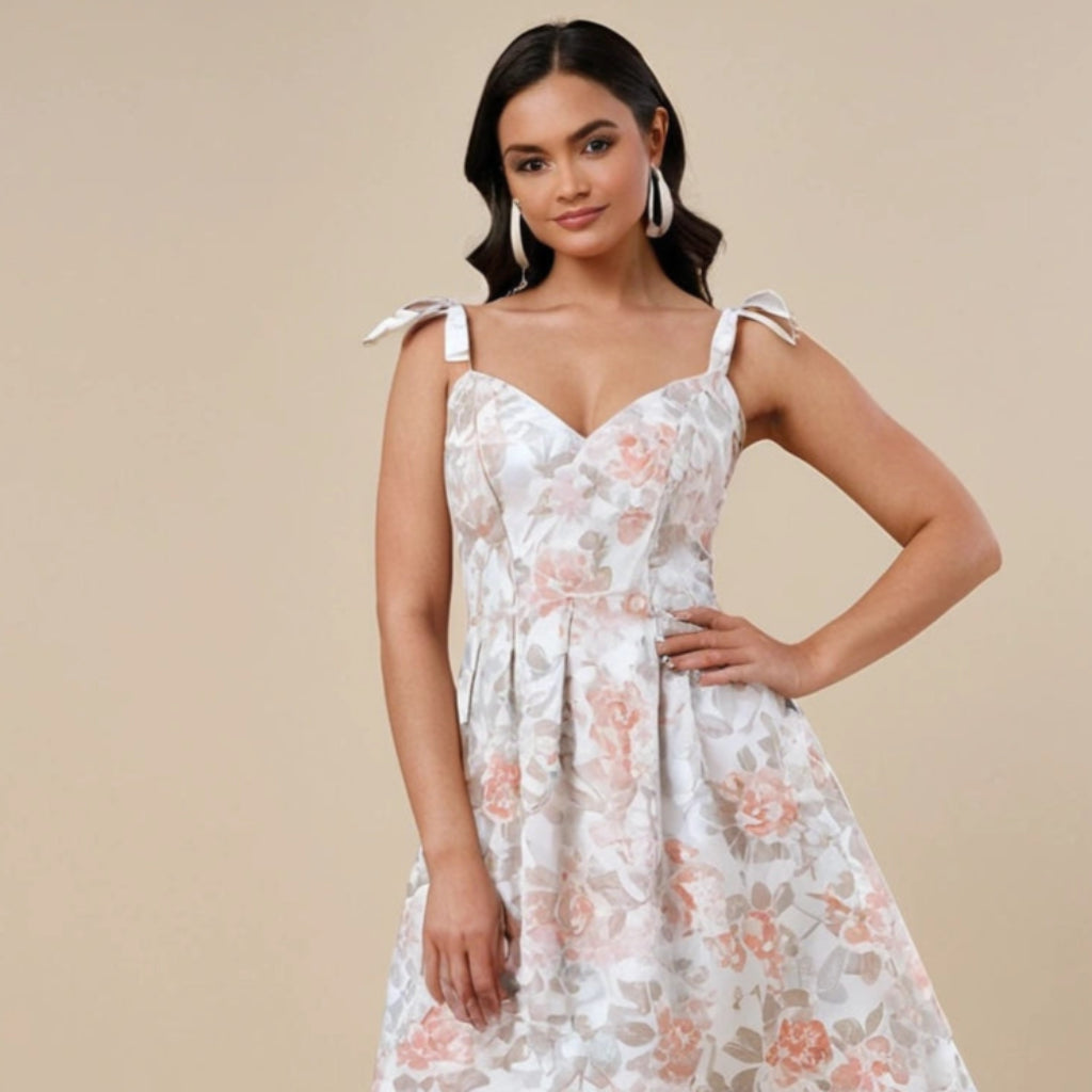 Blush Bloom Tie-Strap Midi Dress-My Comfy Blouse