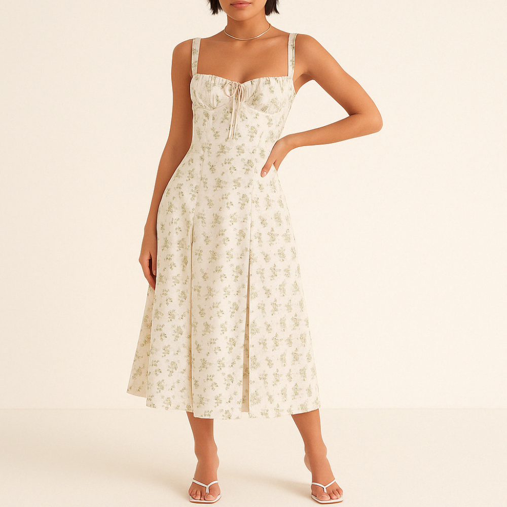 Floral Midi Dress With Shaper