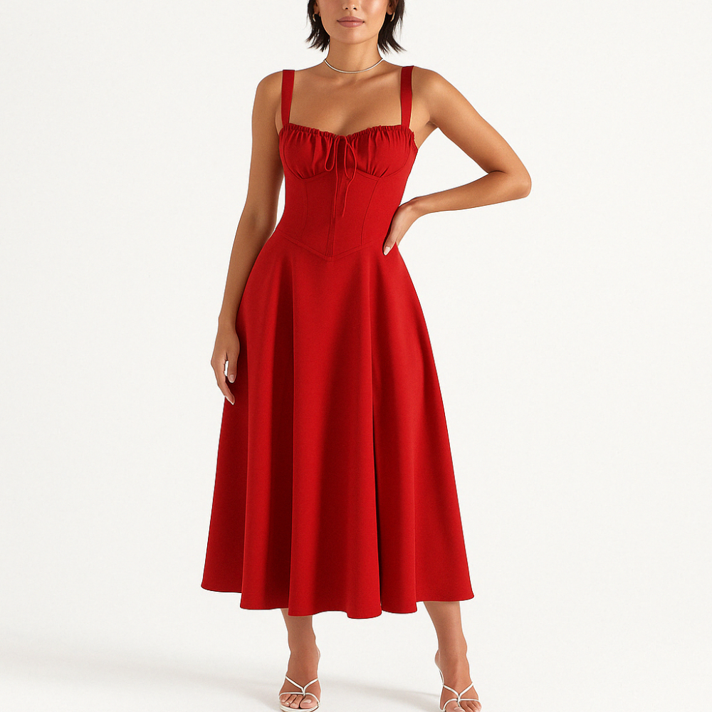 Floral Midi Dress With Shaper