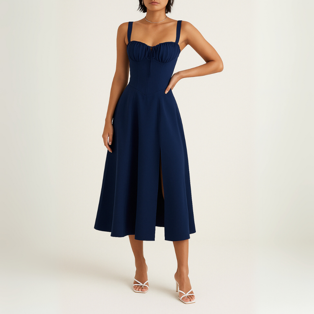 Floral Midi Dress With Shaper