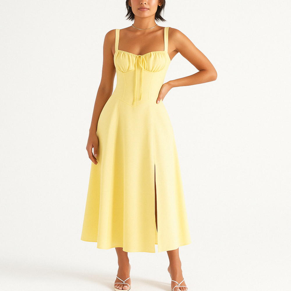 Floral Midi Dress With Shaper