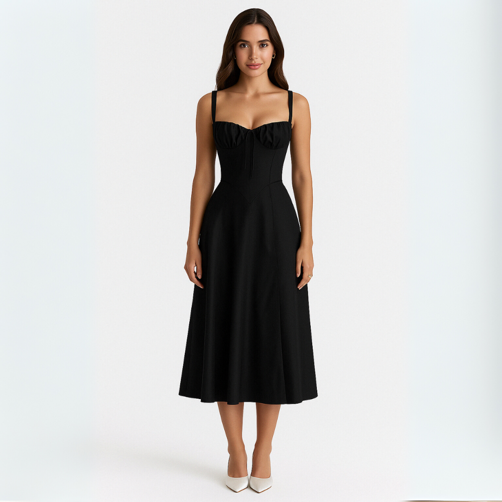 Floral Midi Dress With Shaper