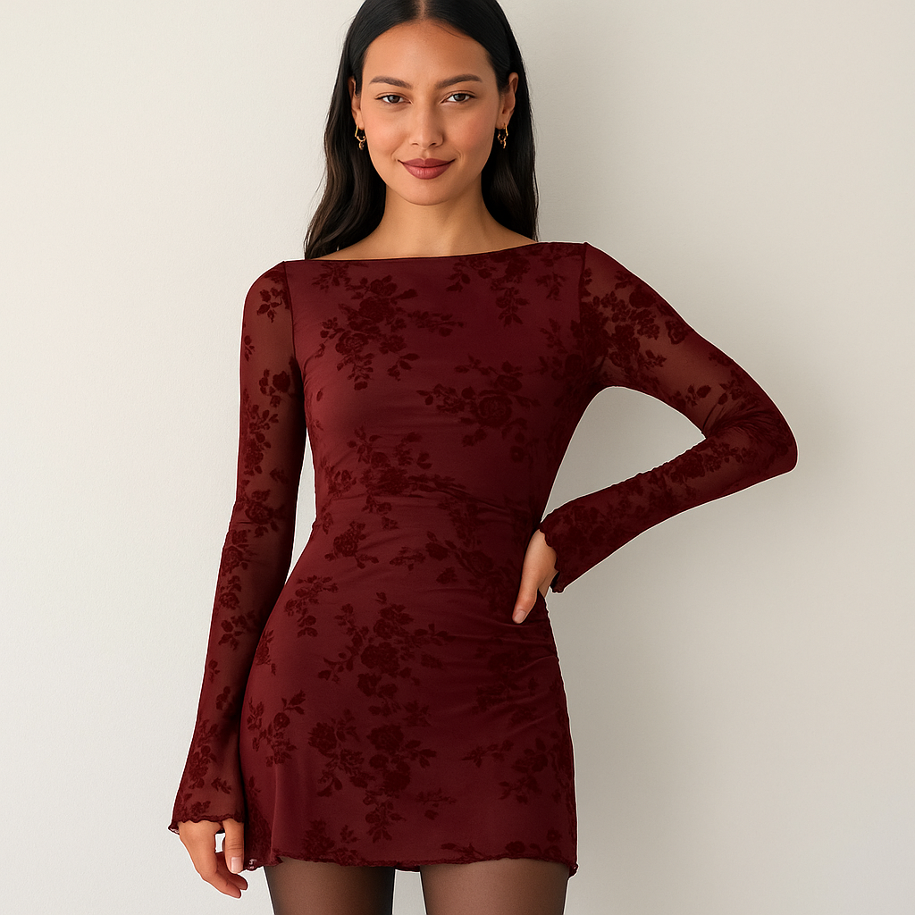 Floral Mesh Mini Dress-My Comfy Blouse