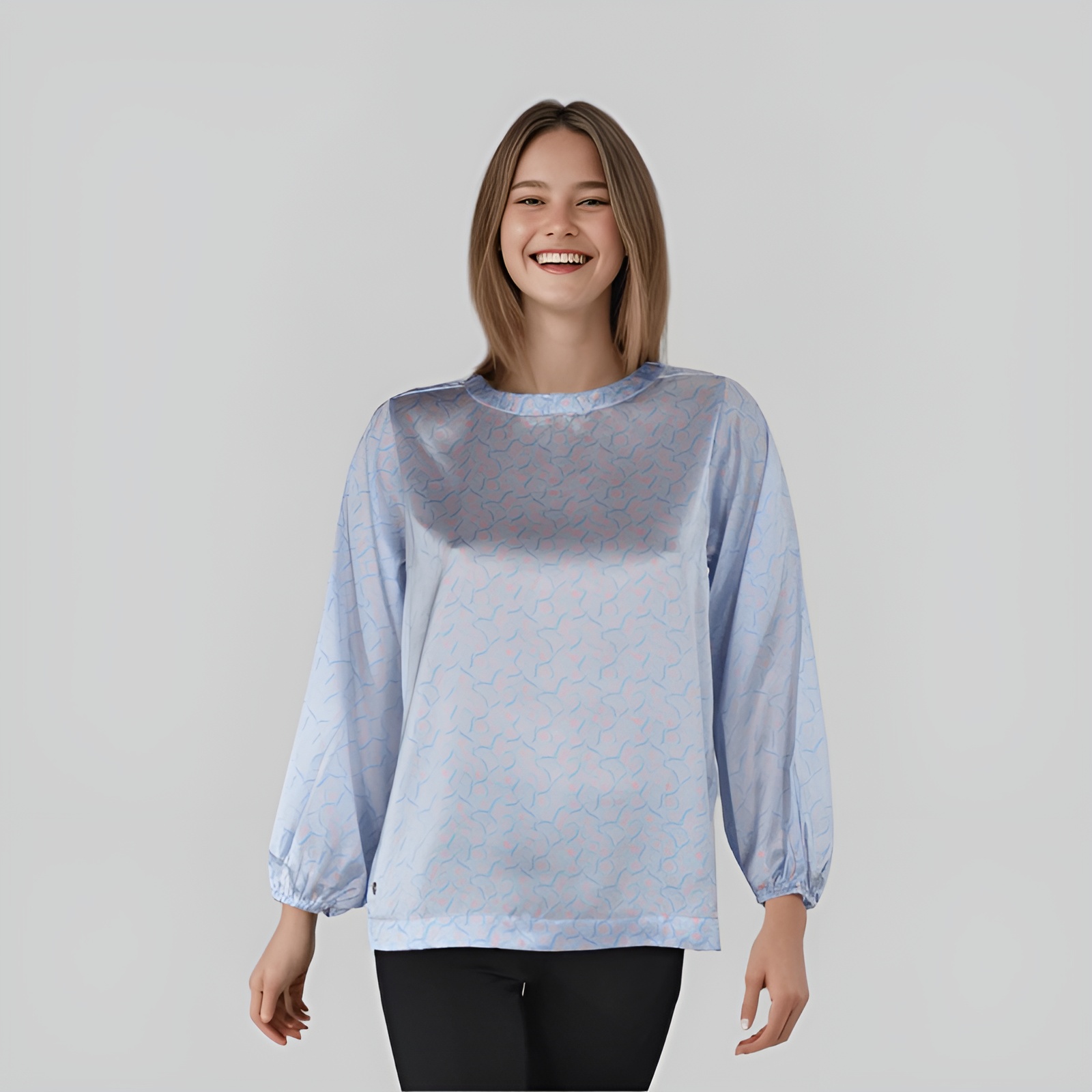 Full Sleeve Silky Blouse With Back Button For Women