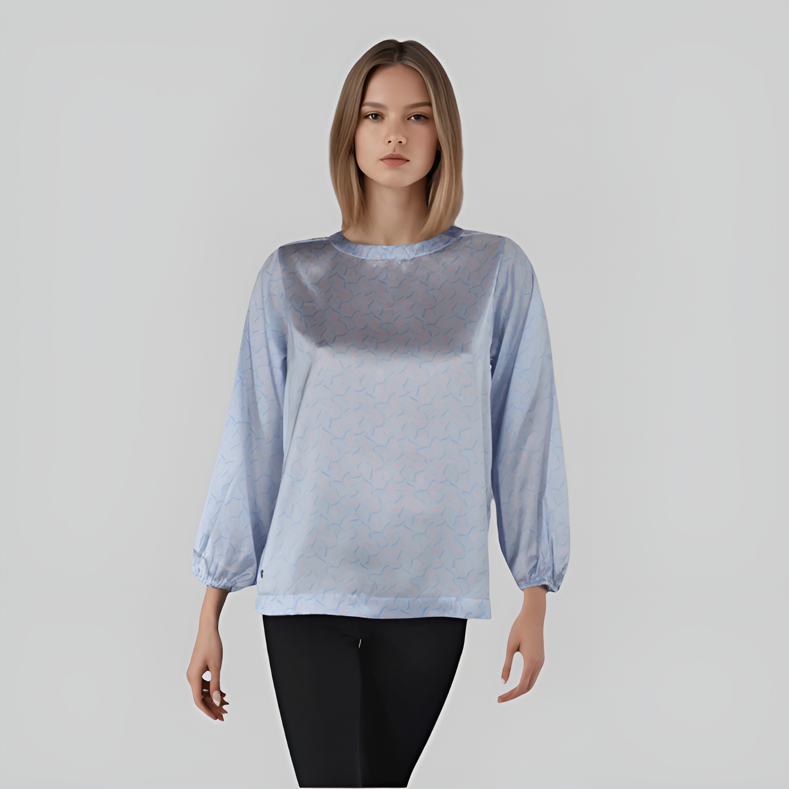 Full Sleeve Silky Blouse With Back Button For Women