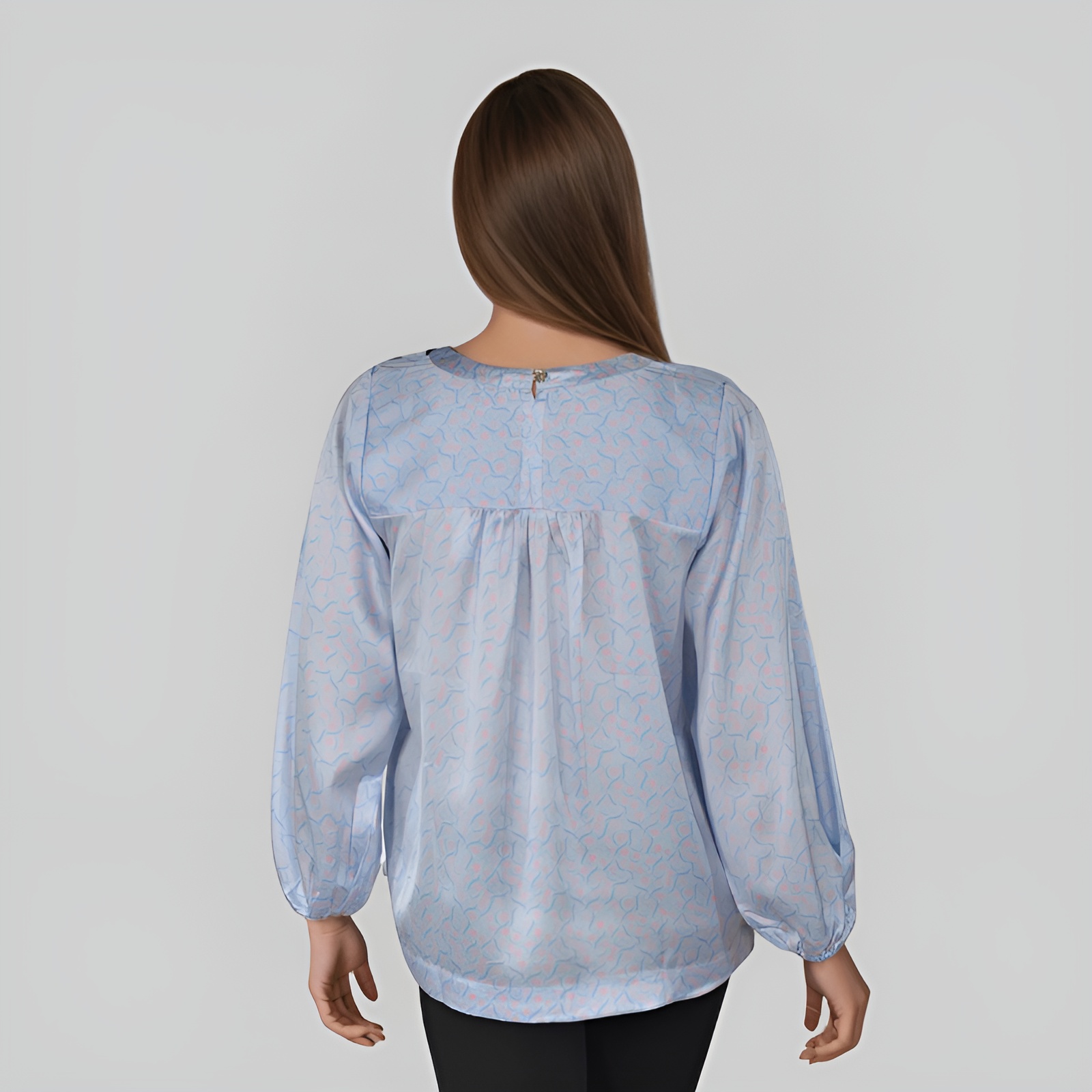 Full Sleeve Silky Blouse With Back Button For Women