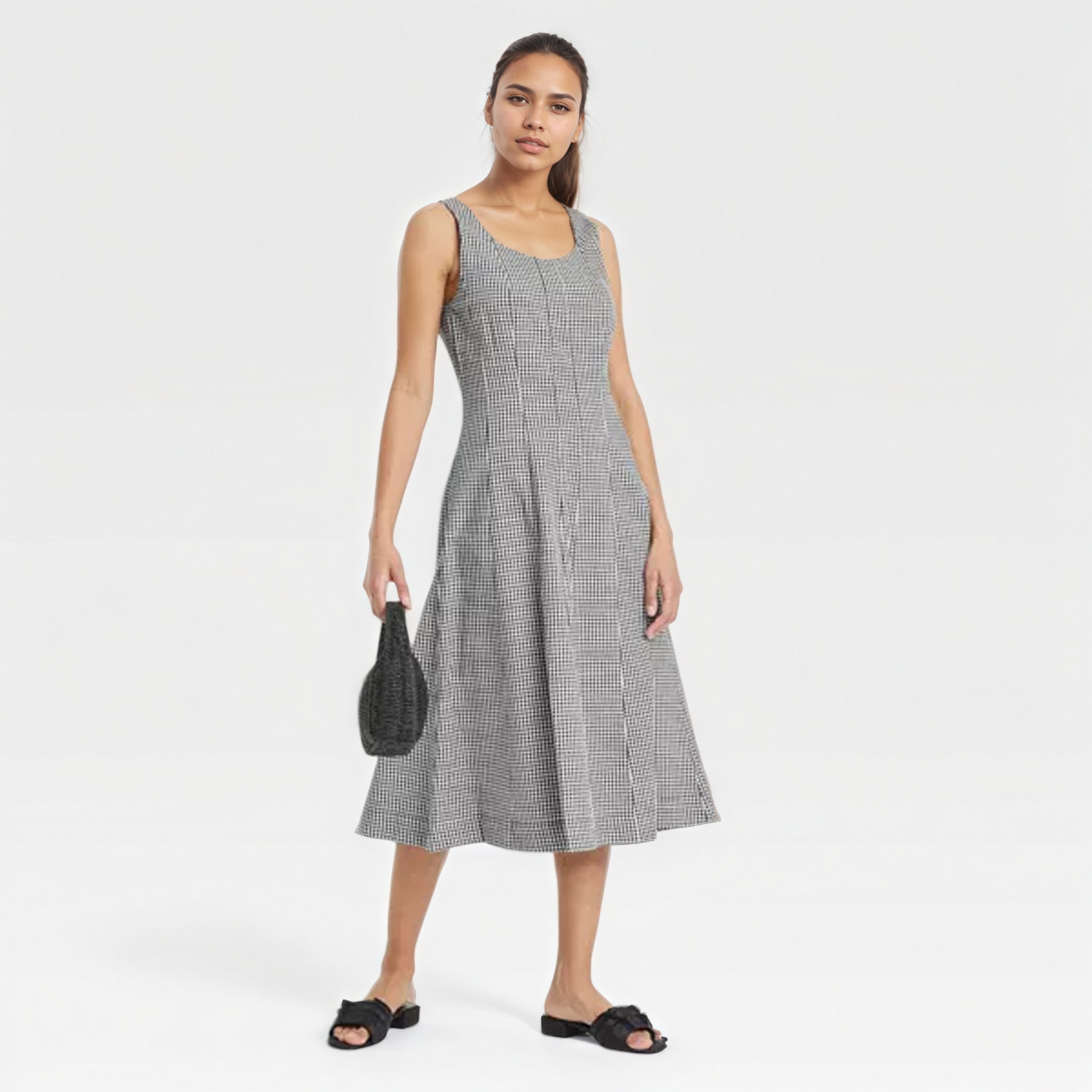 Corset Style Canvas Midi Dress With Side Pocket-My Comfy Blouse