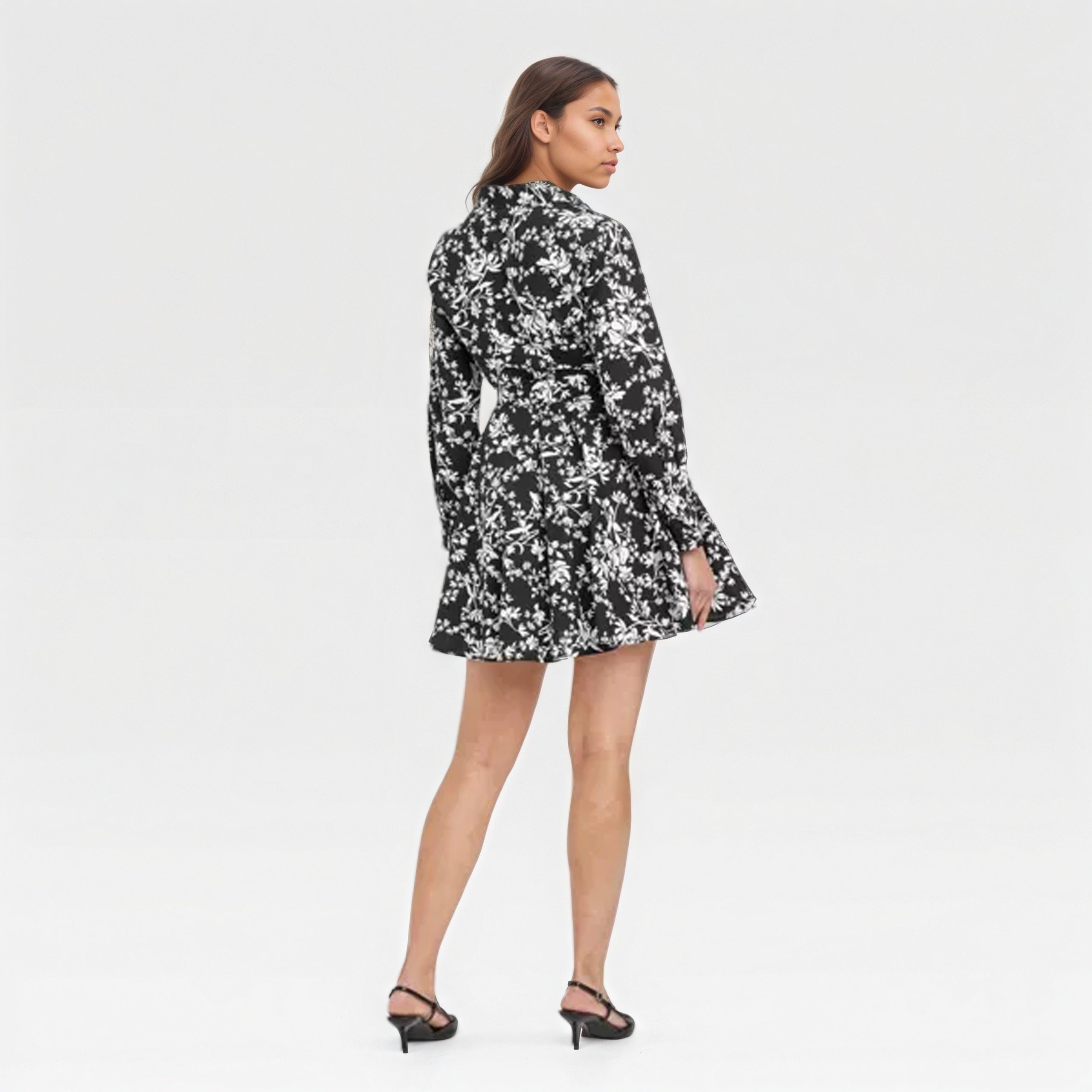 Poplin Long Sleeve Mini Shirt Style Dress