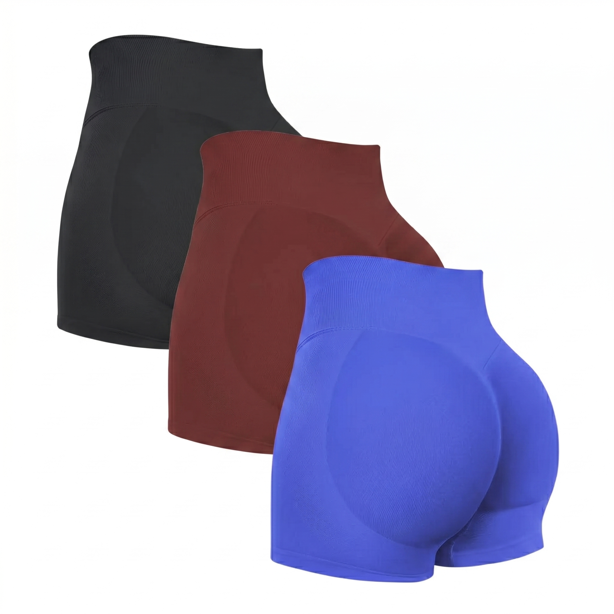 3 Pieces Comfortable And Seamless Stretch Fitness Shorts For Women