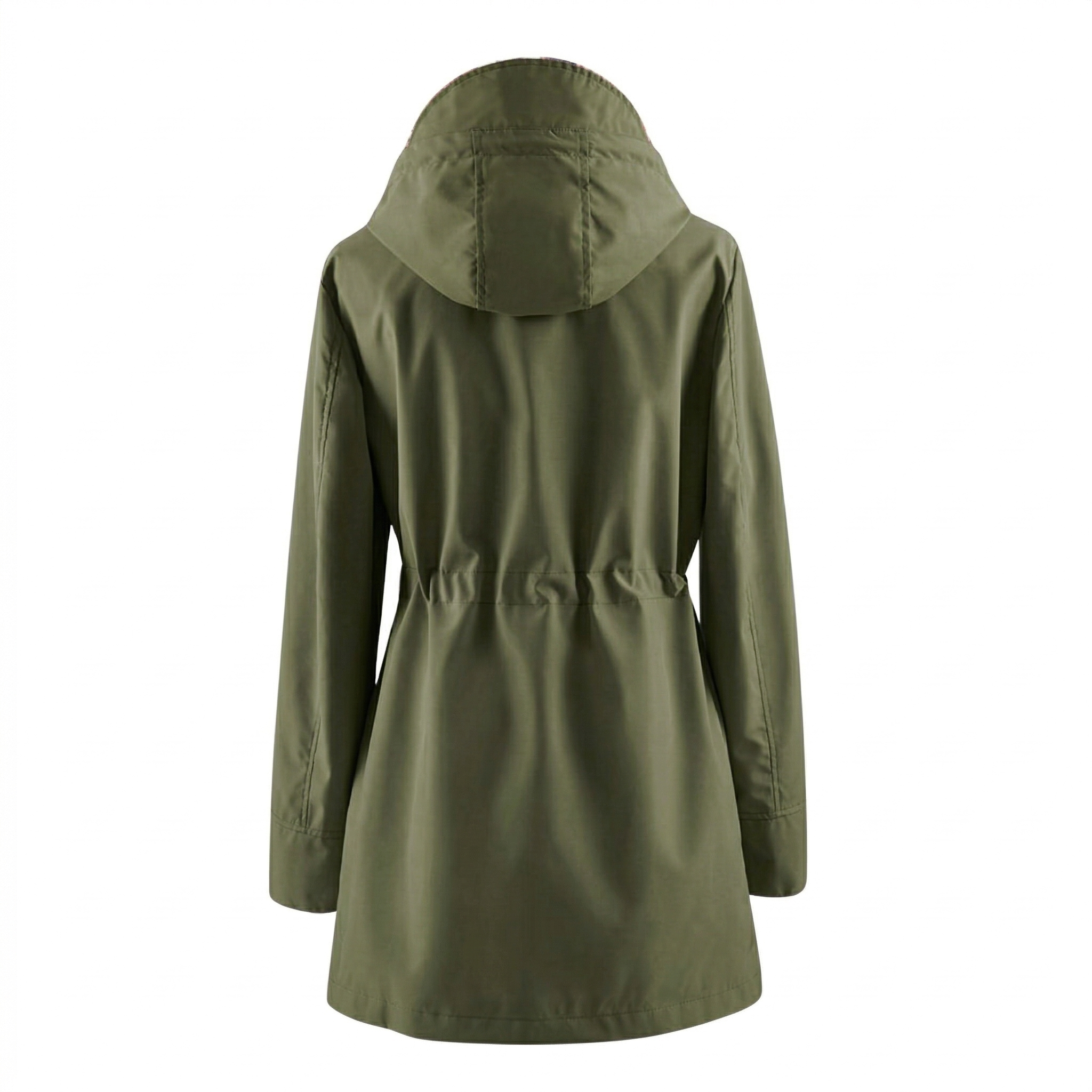 Hooded Trench Coat Waterproof Zip Up Drawstring Style For Women