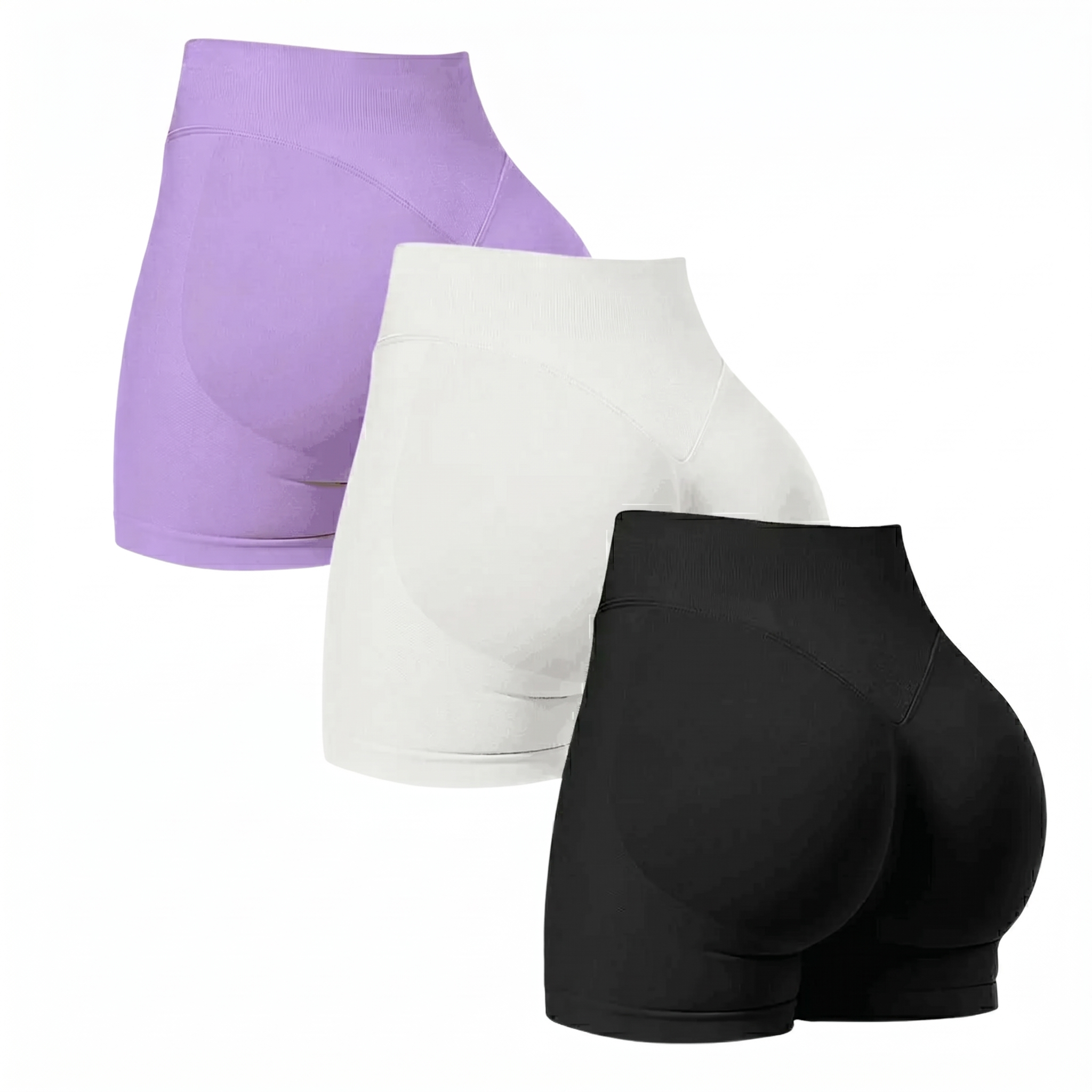 3 Pieces Comfortable And Seamless Stretch Fitness Shorts For Women