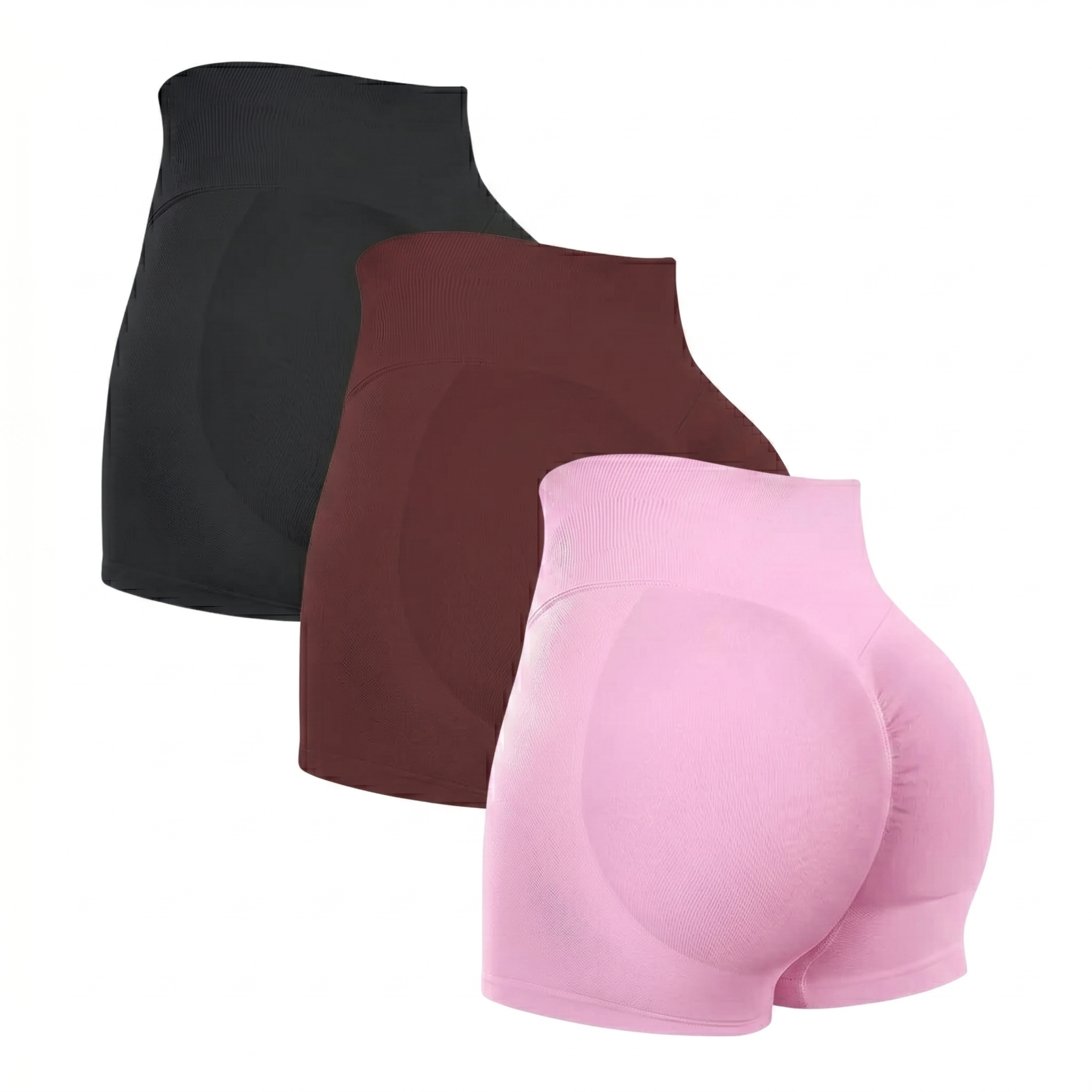 3 Pieces Comfortable And Seamless Stretch Fitness Shorts For Women