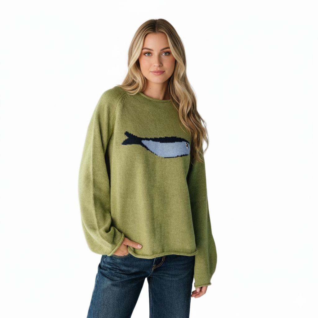 Cozy Knit Pullover With Animal Motif-My Comfy Blouse