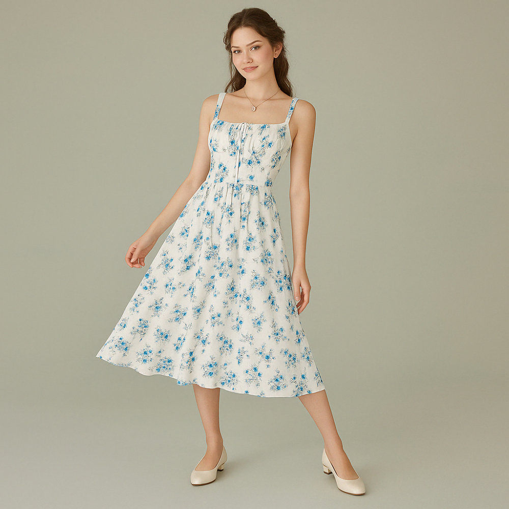 Summer Breeze Floral A Line Dress-My Comfy Blouse