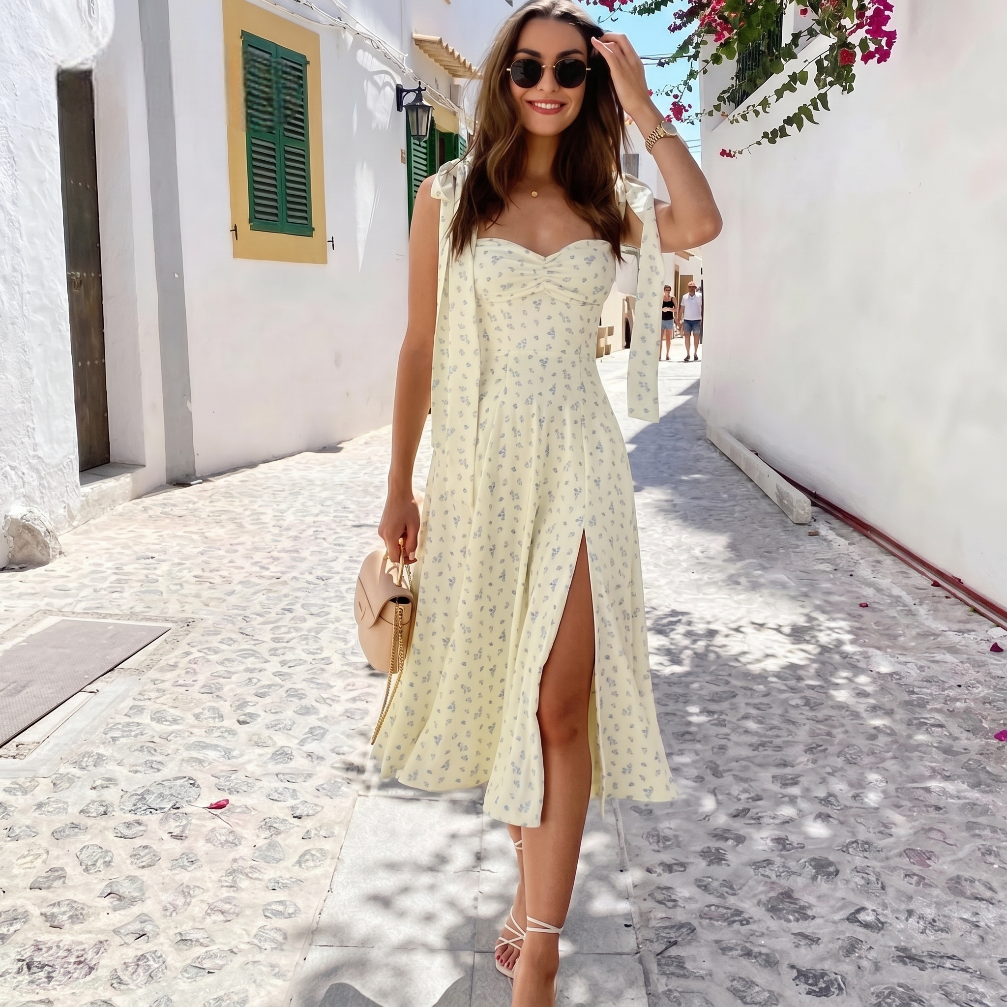 High Rise Puff Sleeve Maxi Dress For Women