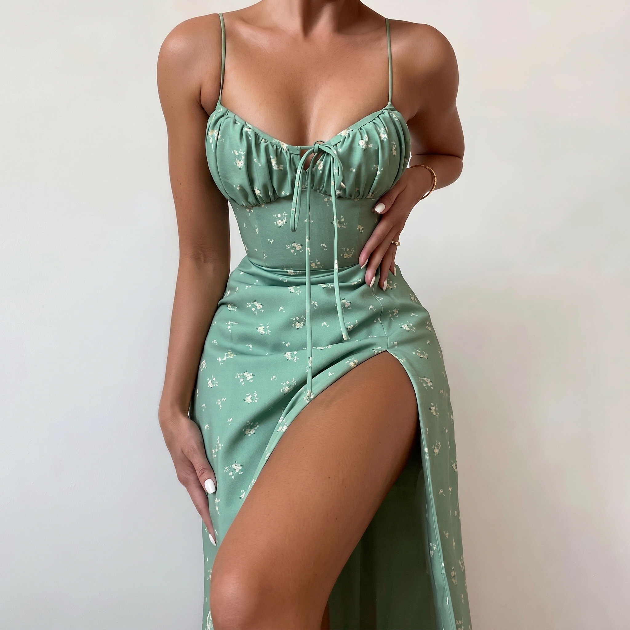 High Rise Puff Sleeve Maxi Dress For Women