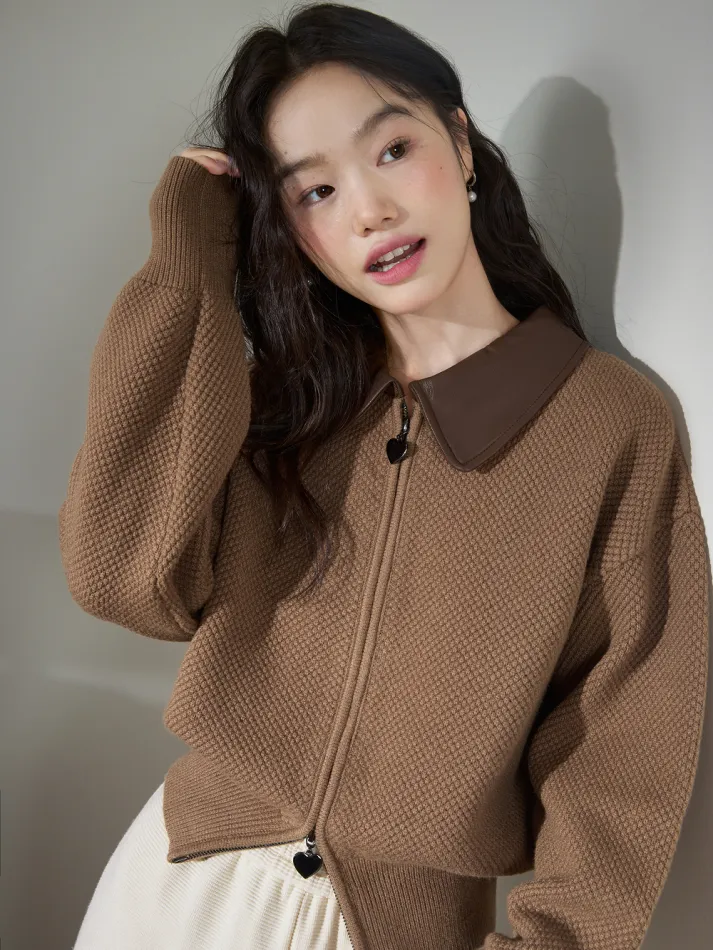 Double Zip Cardigan Sweater-My Comfy Blouse