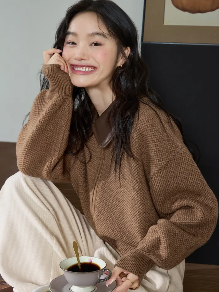 Double Zip Cardigan Sweater-My Comfy Blouse