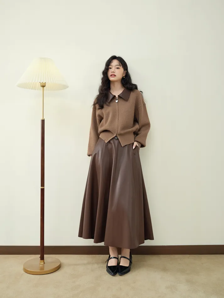 Double Zip Cardigan Sweater-My Comfy Blouse