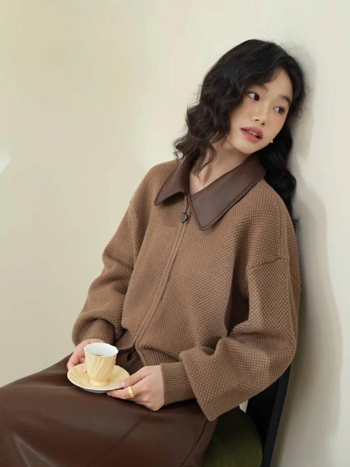 Double Zip Cardigan Sweater-My Comfy Blouse