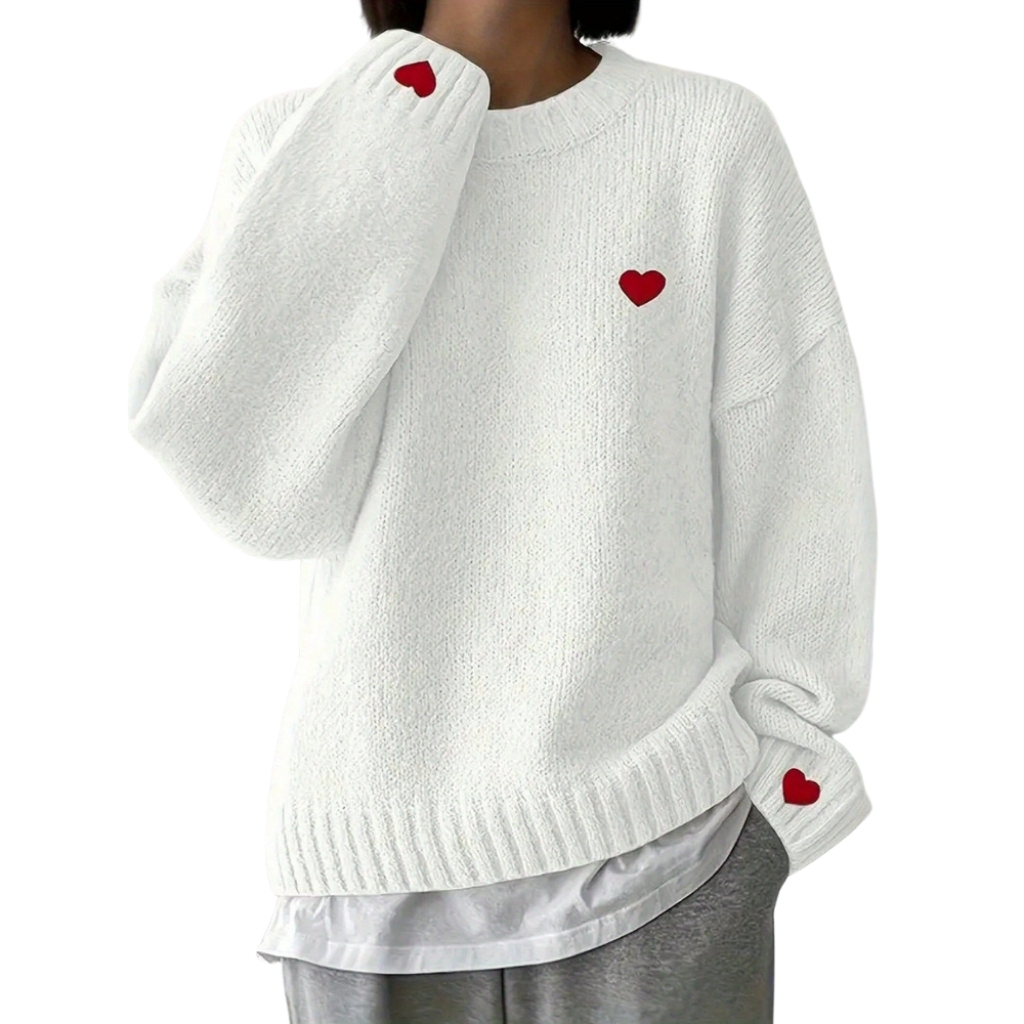 Knit Pullover With Position Print Sweater