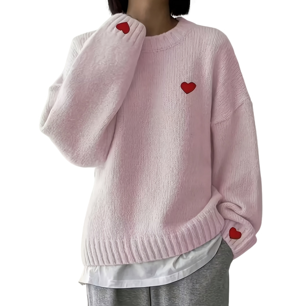 Knit Pullover With Position Print Sweater