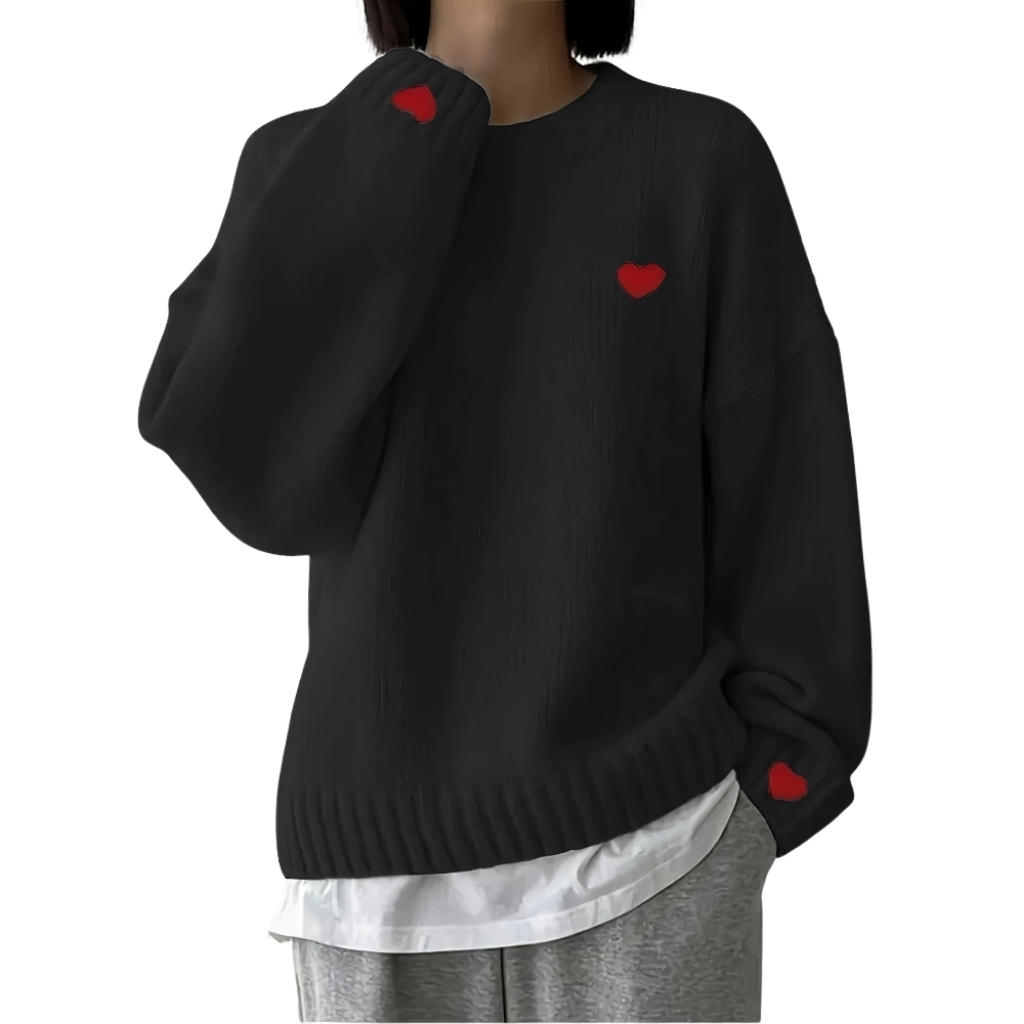 Knit Pullover With Position Print Sweater