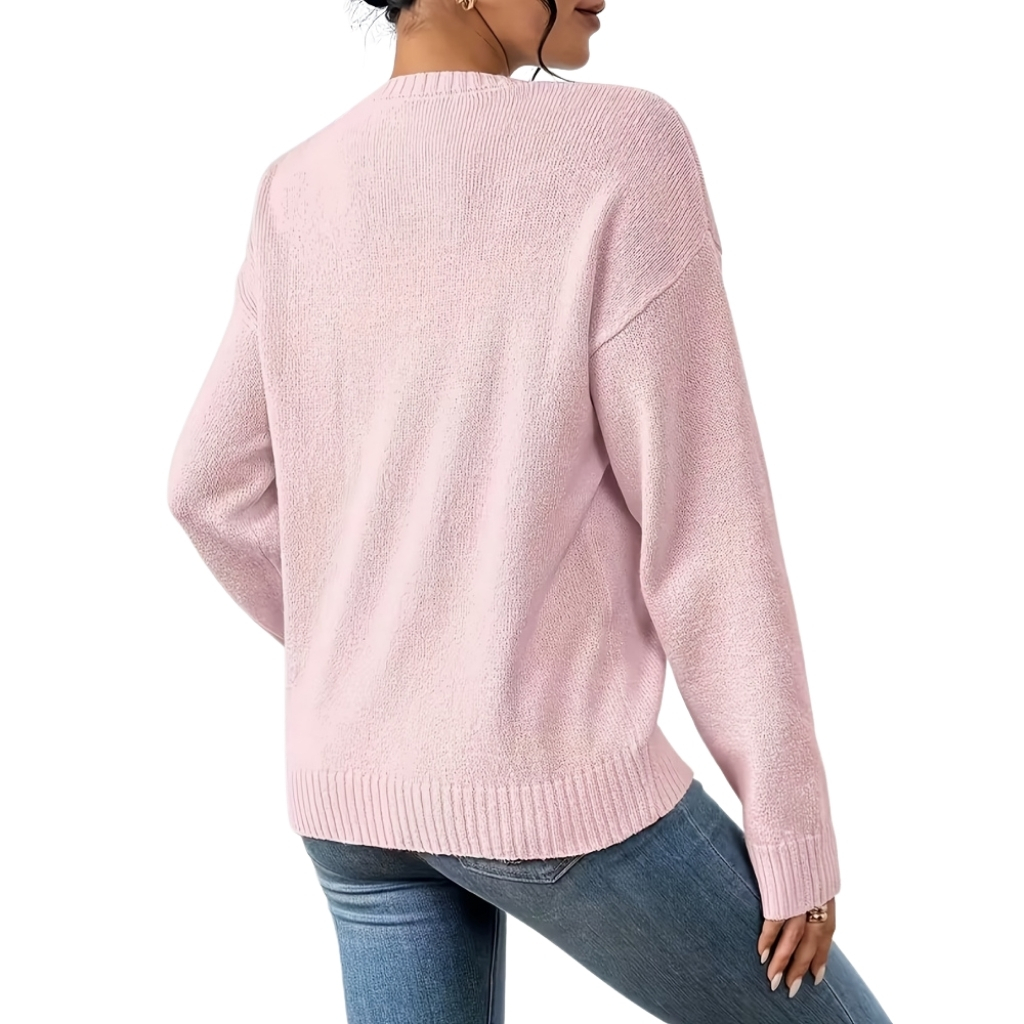 Knit Pullover With Position Print Sweater