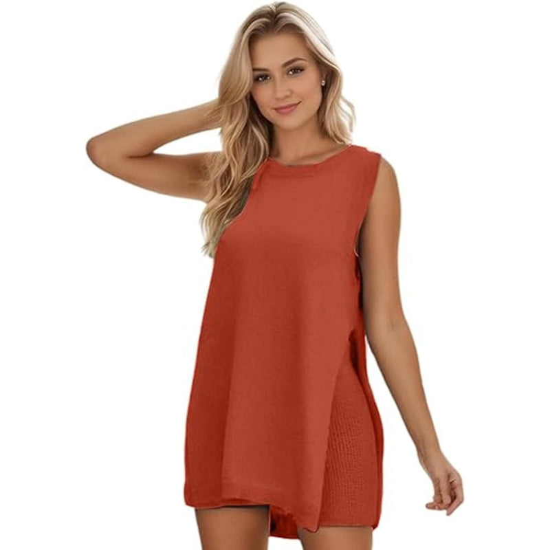 Sleeveless Knit Pullover And Lounge Set-My Comfy Blouse