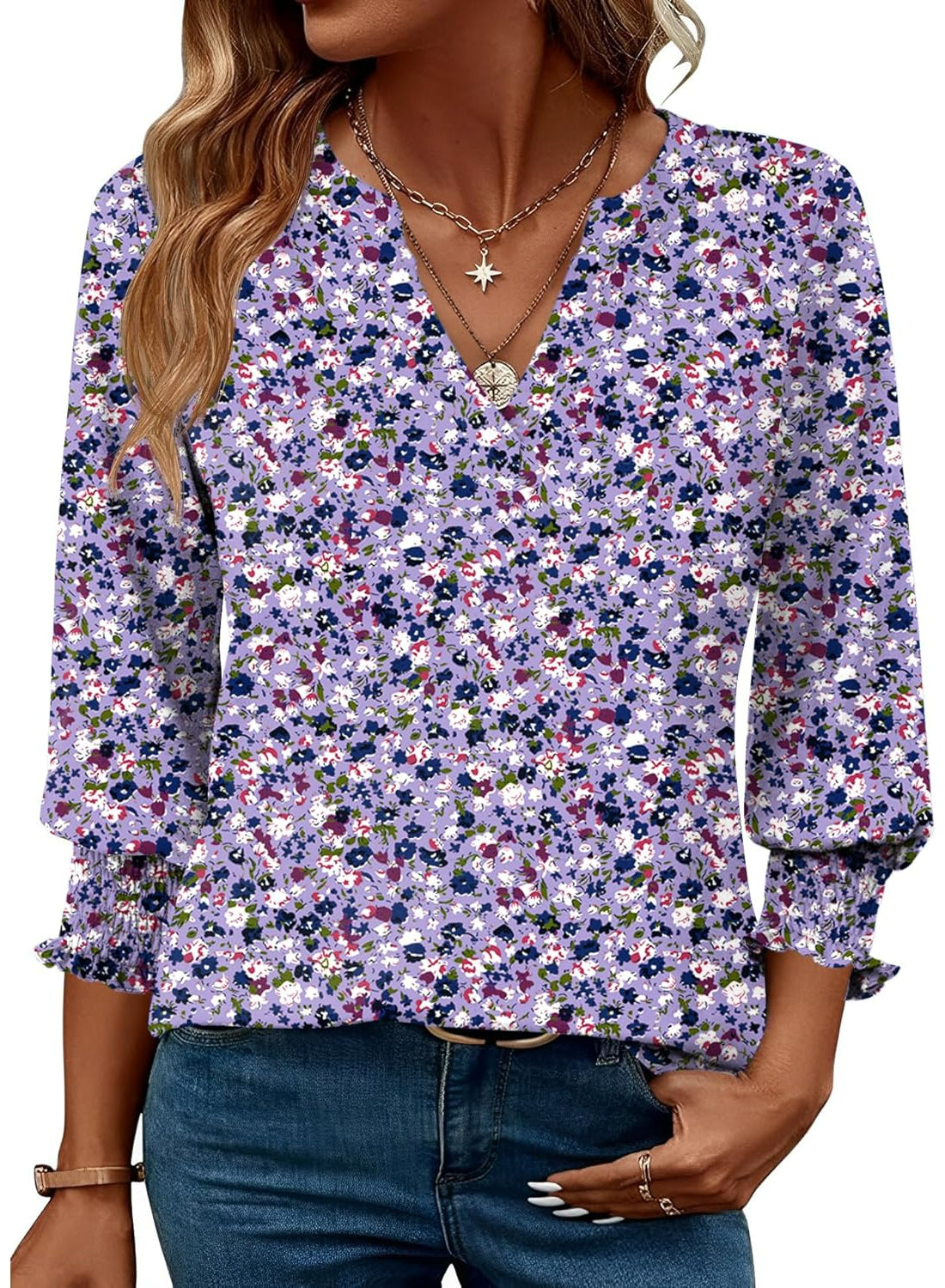 Long Sleeve Summer Blouse With Floral Print For Casual Days-My Comfy Blouse