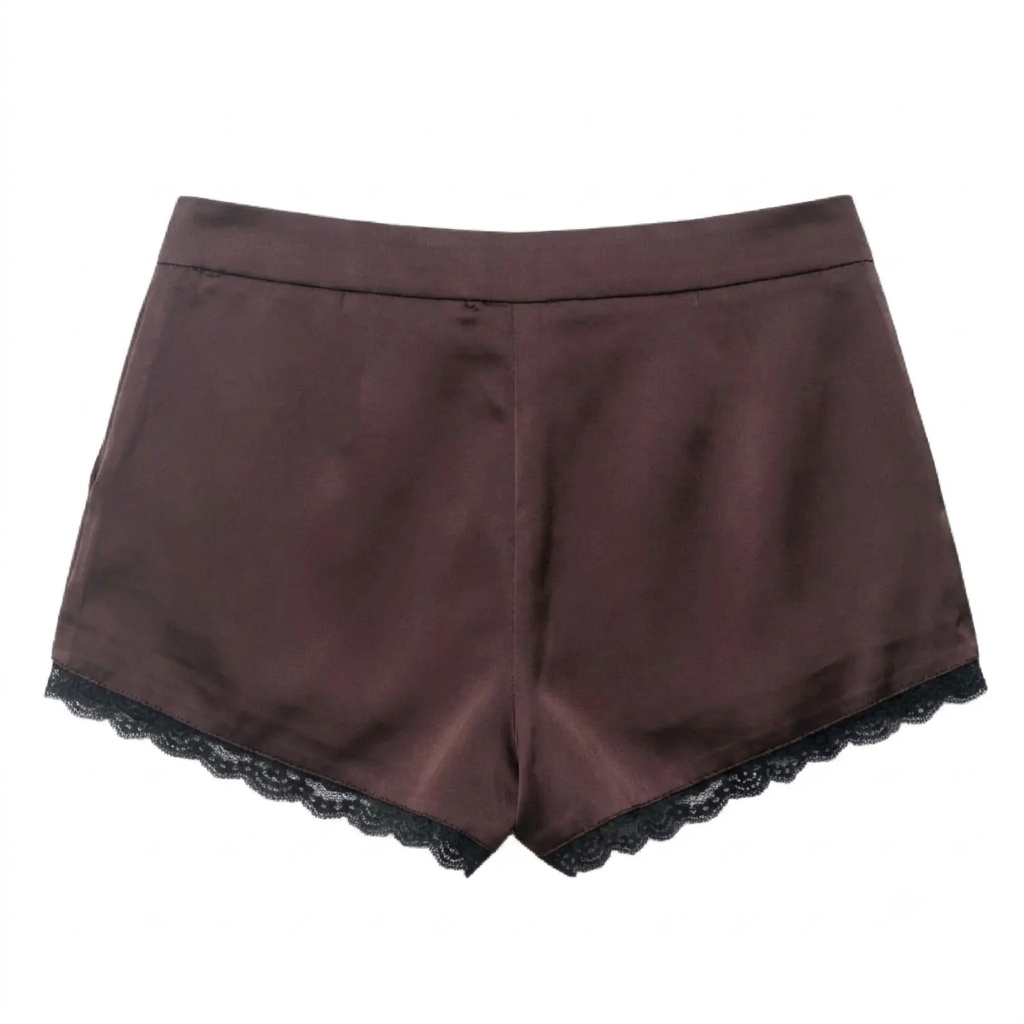Lace Trim Design Mini High Rise Shorts For Women