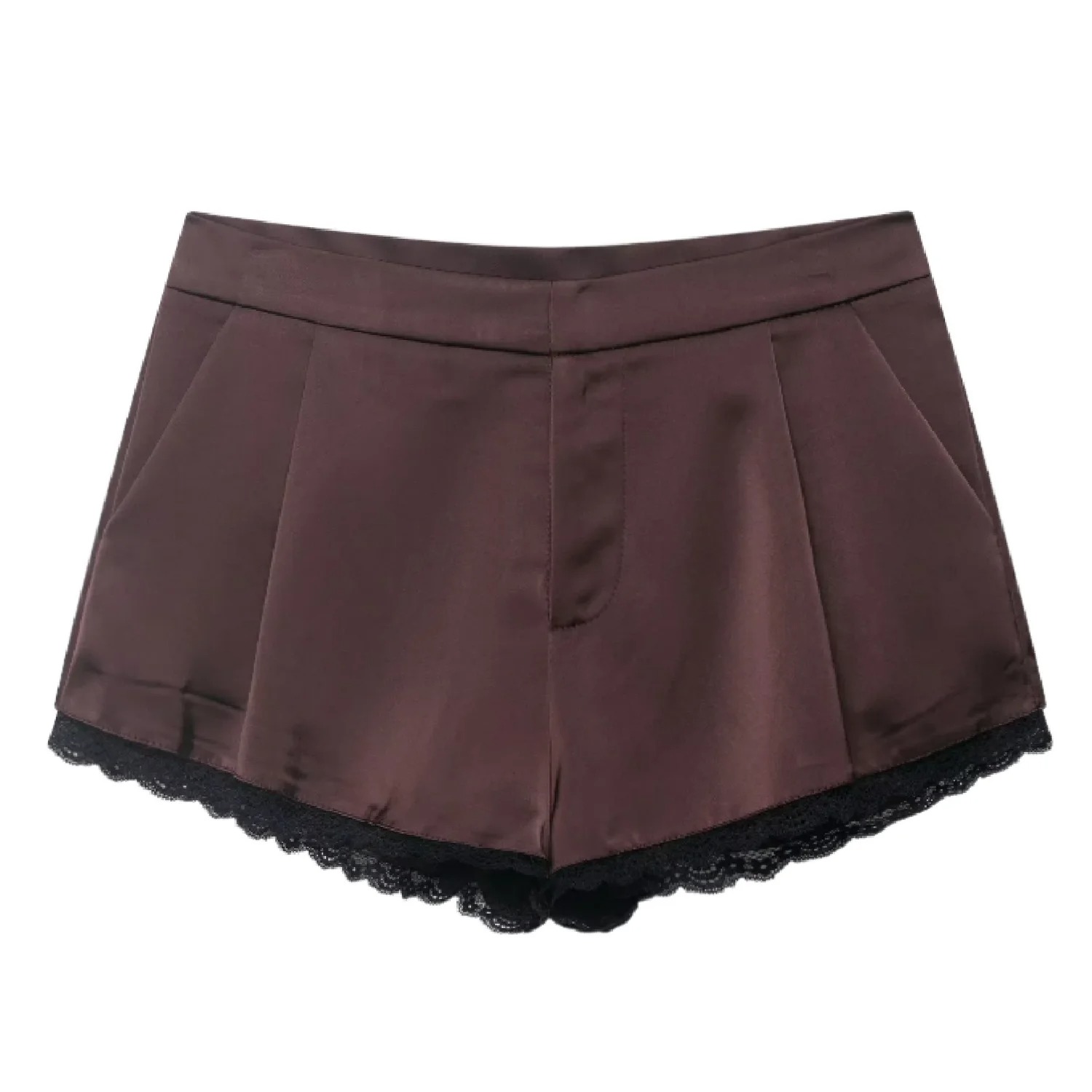 Lace Trim Design Mini High Rise Shorts For Women
