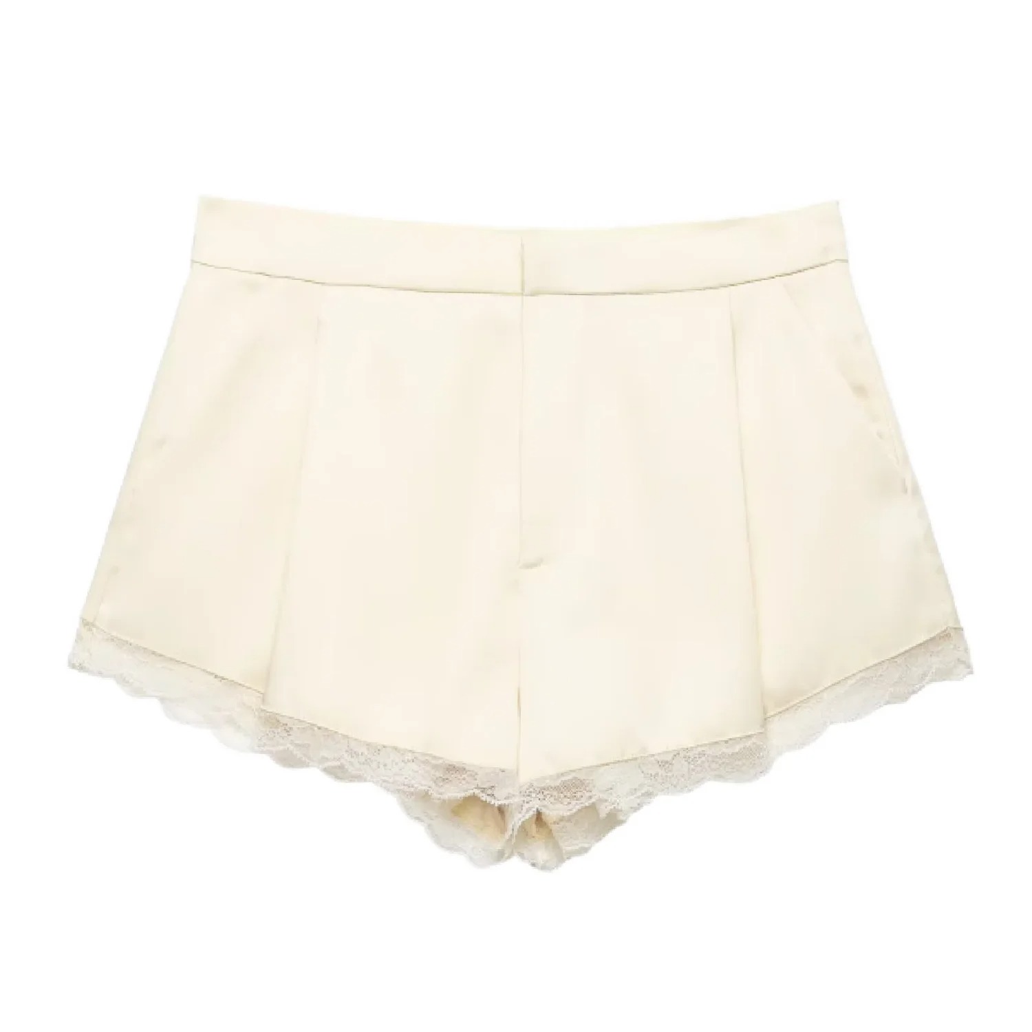 Lace Trim Design Mini High Rise Shorts For Women