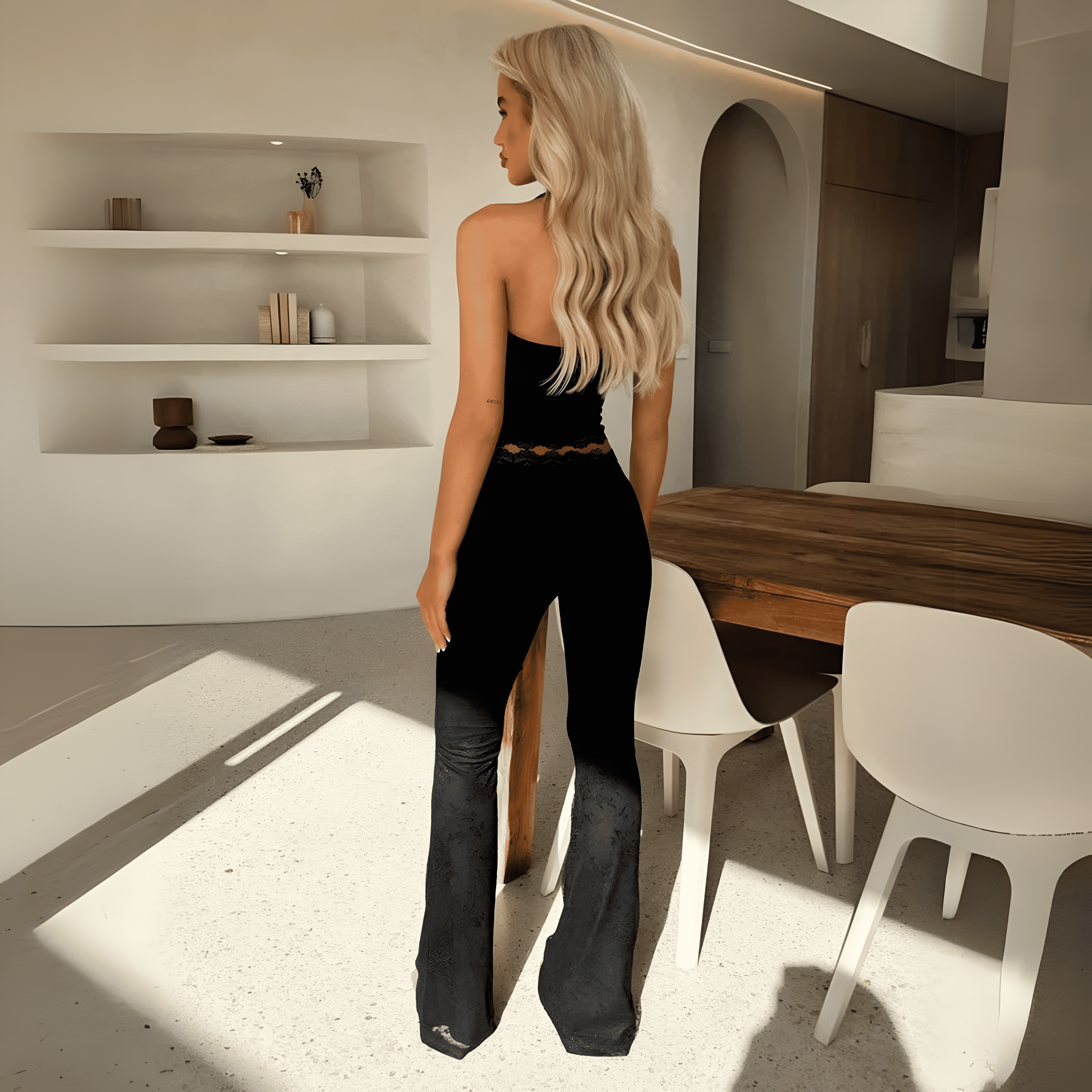 Lace Halter Legging Set-My Comfy Blouse