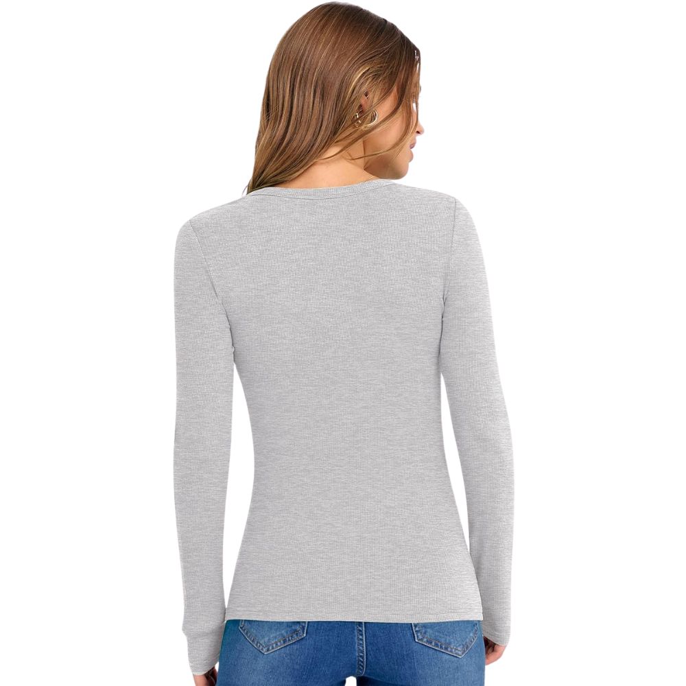 Long Sleeve Shirts for Women V Neck Ribbed Knit Fitted Fall Basic Tshirts