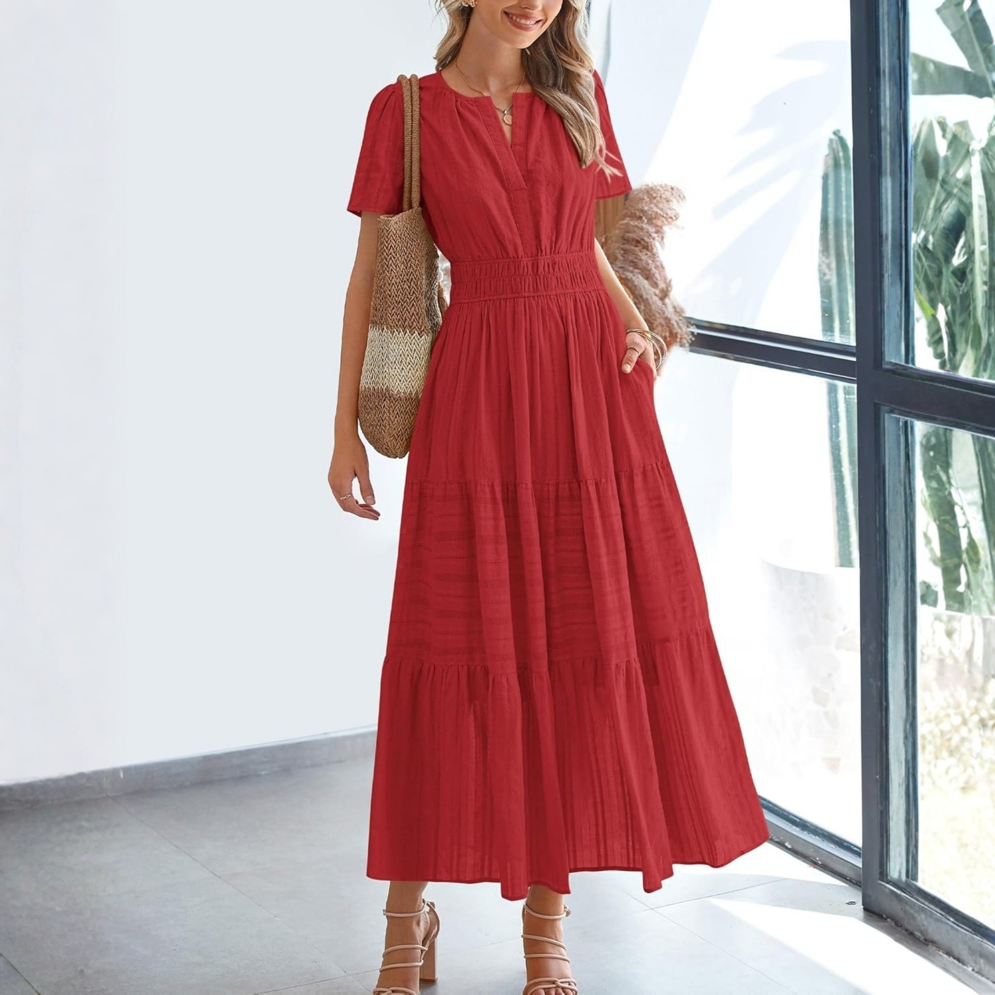 Lightweight Midi Maxi Dress With Pockets