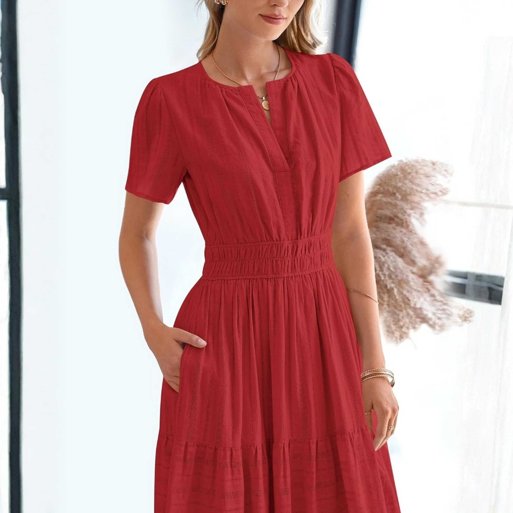 Lightweight Midi Maxi Dress With Pockets