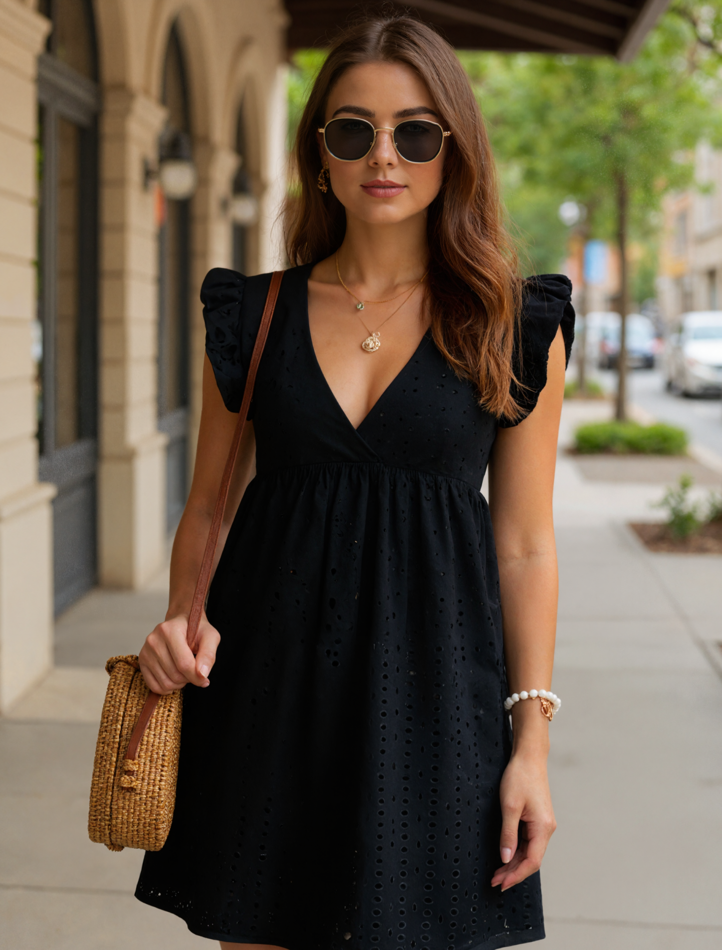 Lightweight Summer Romper Dress – Elegant Eyelet One-Piece Style