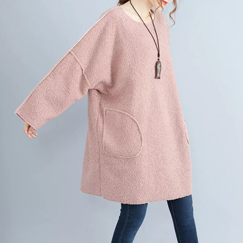 Long Sleeve Corduroy Dress With Flared Design-My Comfy Blouse