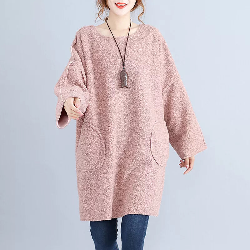 Long Sleeve Corduroy Dress With Flared Design-My Comfy Blouse