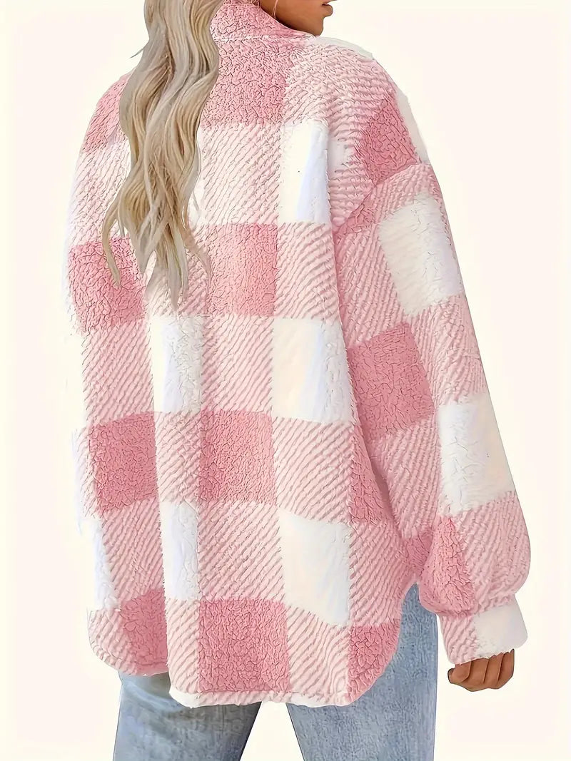 Classic Comfy Long Sleeve Plaid Pattern Jacket-My Comfy Blouse